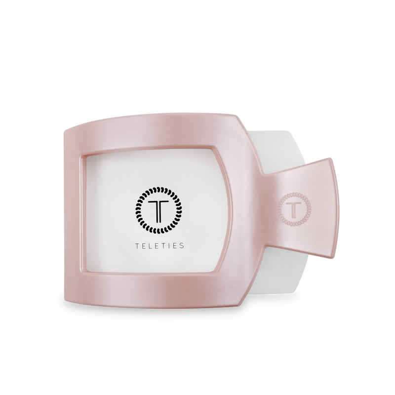TELETIES - Square Flat Hair Clip | Large | Pearly Pink