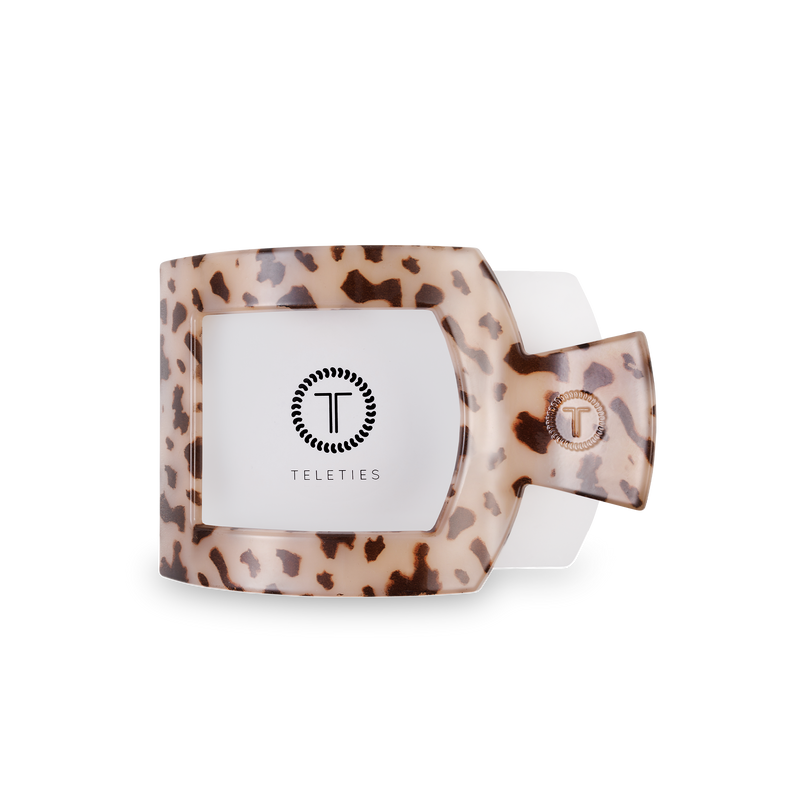 TELETIES - Square Flat Hair Clip | Med. | Blonde Tortoise