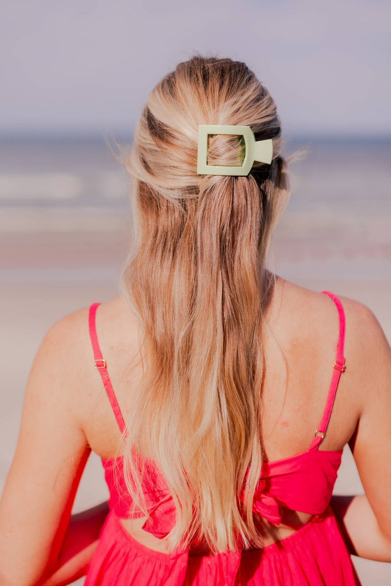 TELETIES - Square Flat Hair Clip | Small | Aloe, There!