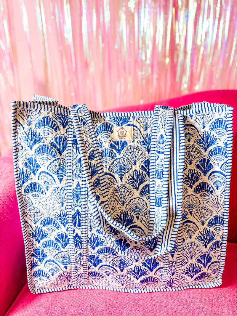 Heart of Grace - Calico Scallop | Regular Size Quilted Tote Bag