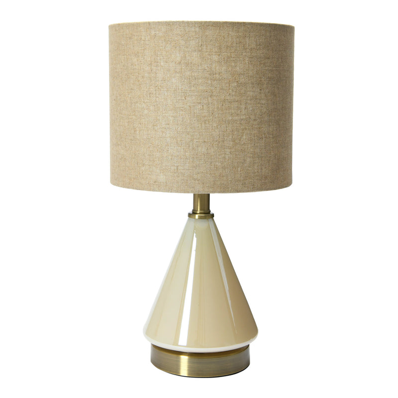 Glass Table Lamp with Linen Shade
