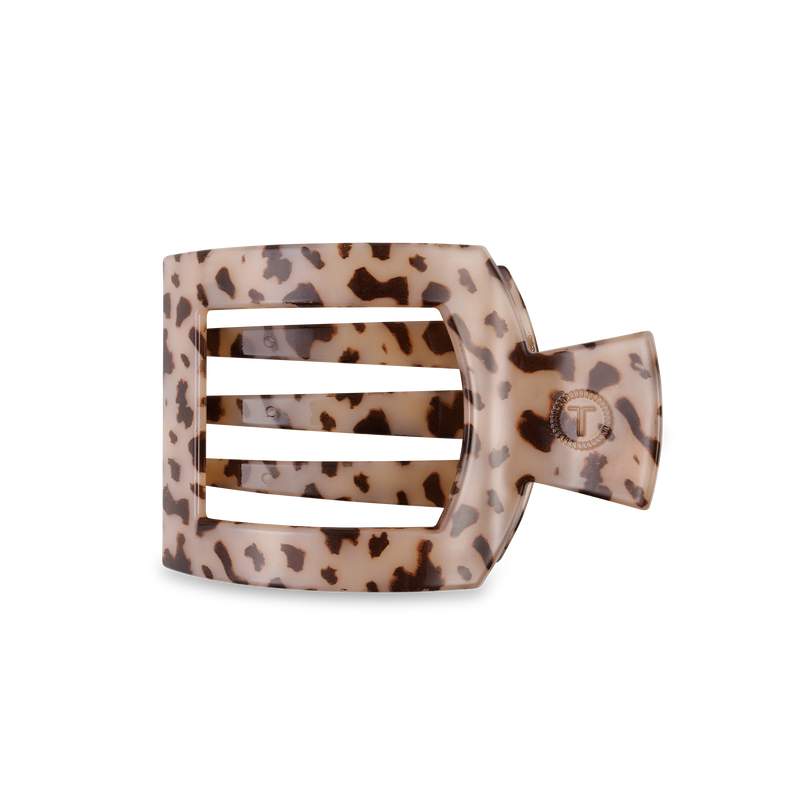 TELETIES - Square Flat Hair Clip | Med. | Blonde Tortoise