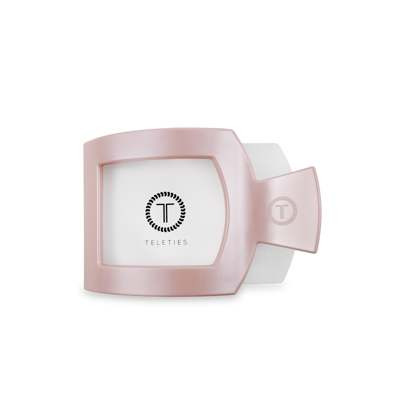 TELETIES - Square Flat Hair Clip | Medium | Pearly Pink