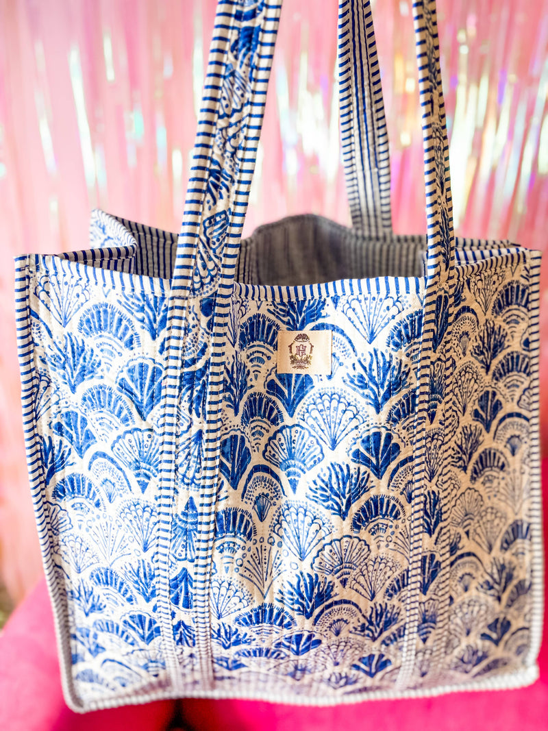 Heart of Grace - Calico Scallop | Regular Size Quilted Tote Bag