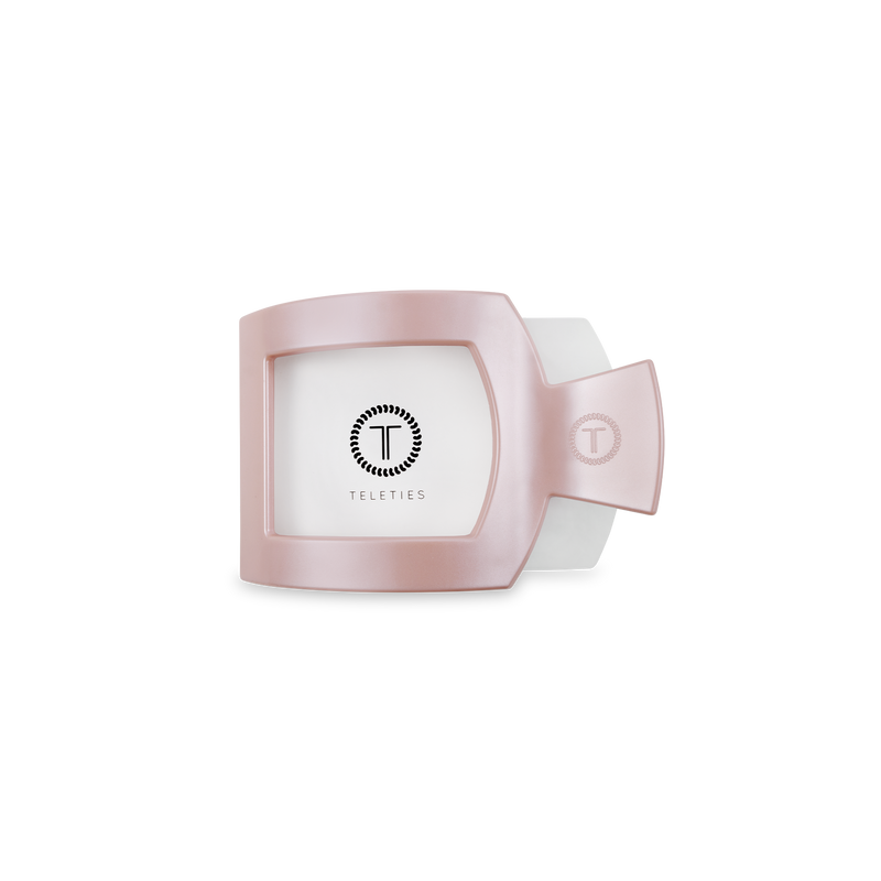 TELETIES - Square Flat Hair Clip | Small | Pearly Pink