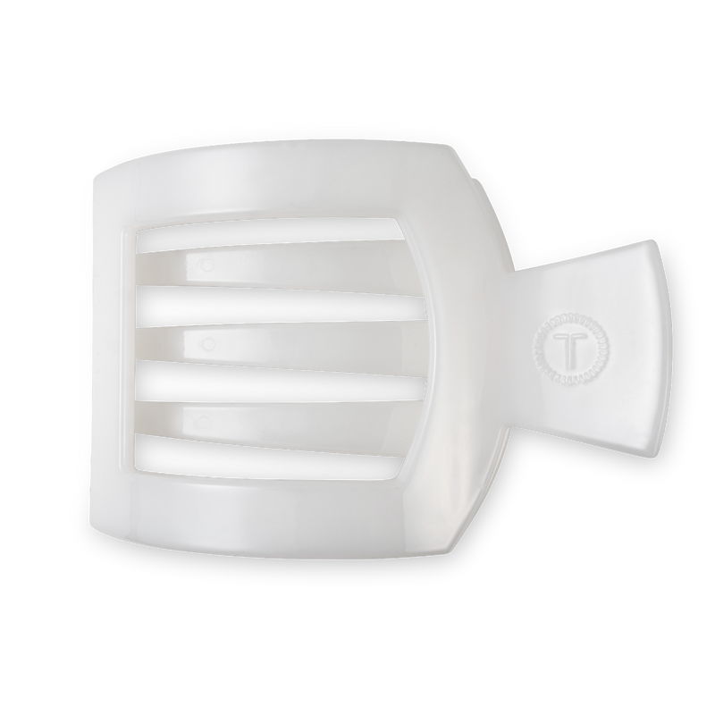 TELETIES - Square Flat Hair Clip | Large | Coconut White