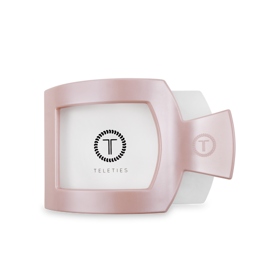 TELETIES - Square Flat Hair Clip | Large | Pearly Pink