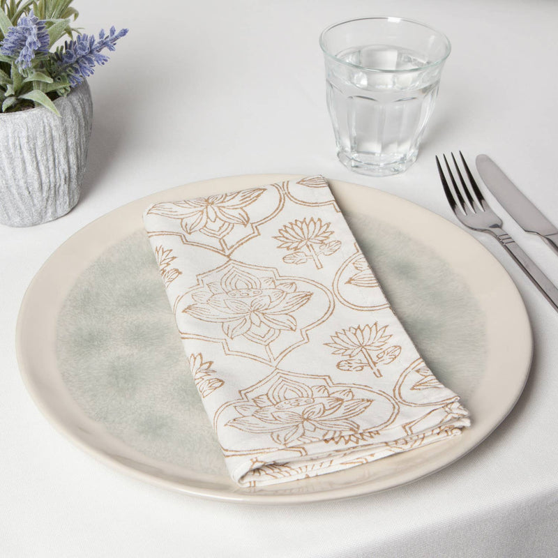 Lotus Block Print Napkins Set