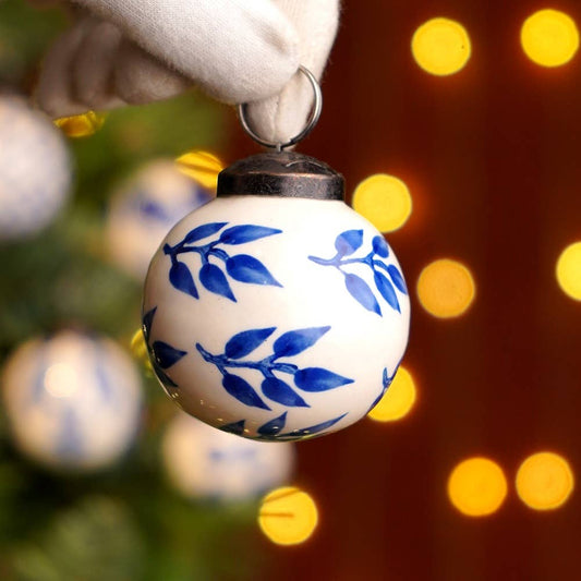 Daana Paani LLC - 60 Blue White Christmas Ceramic Balls Ornaments