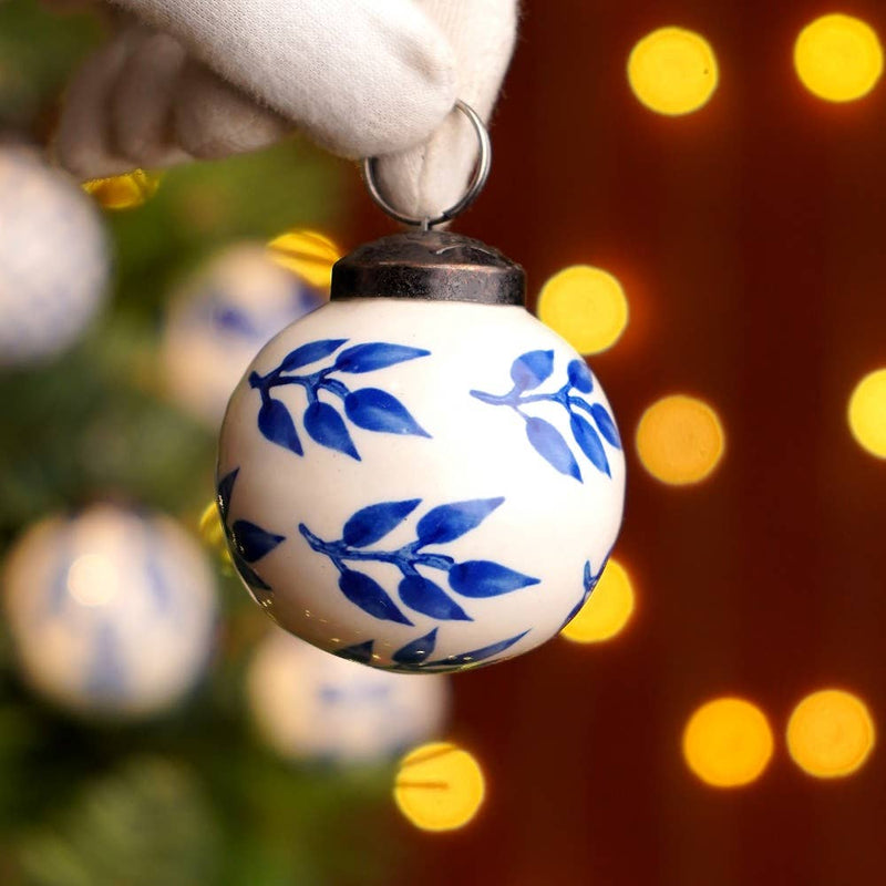 Daana Paani LLC - 60 Blue White Christmas Ceramic Balls Ornaments