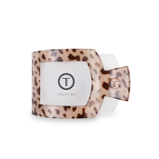 TELETIES - Square Flat Hair Clip | Med. | Blonde Tortoise