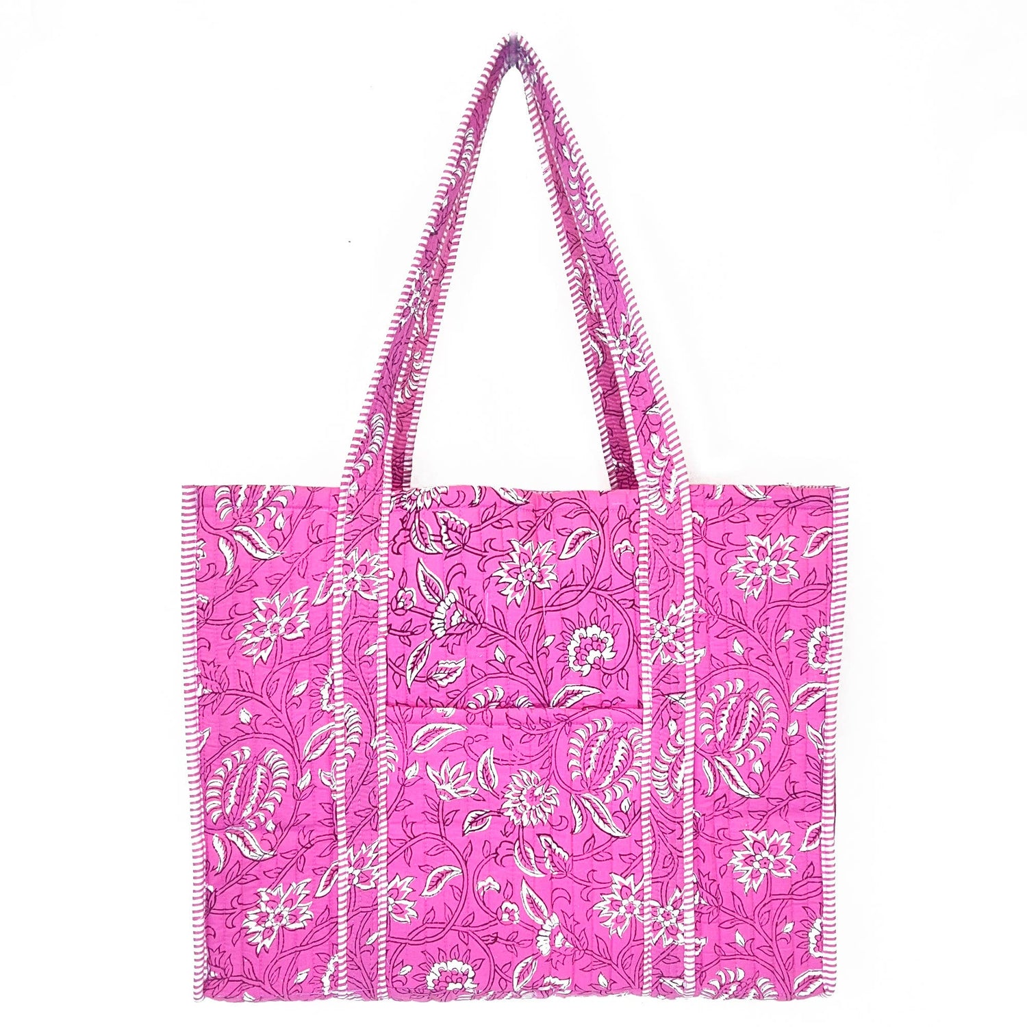 Anju Jewelry - Quilted Block-Printed Tote Bag with Travel Pouch