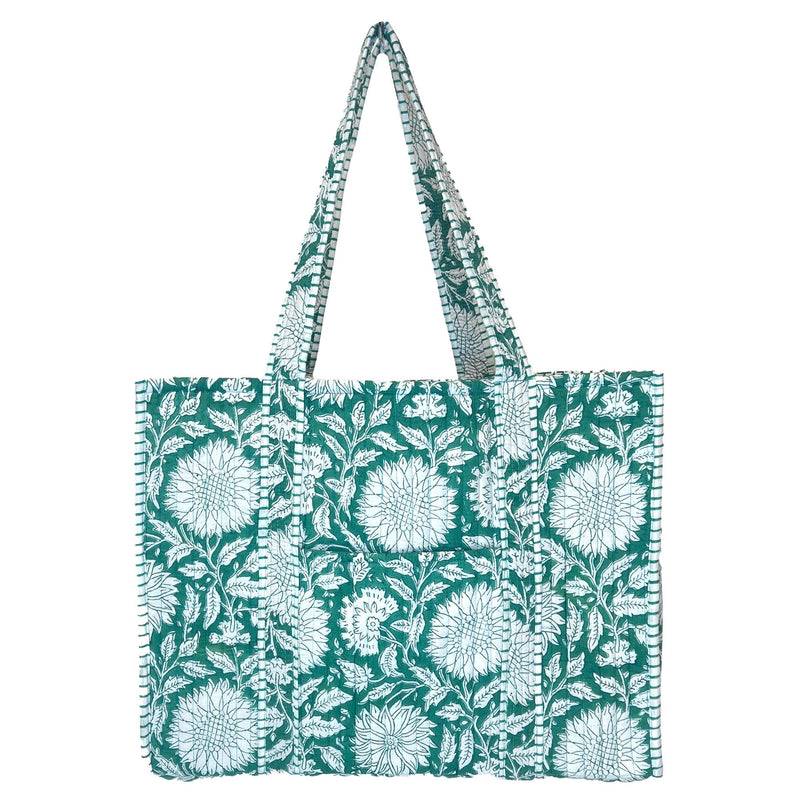 Anju Jewelry - Quilted Block-Printed Tote Bag with Travel Pouch