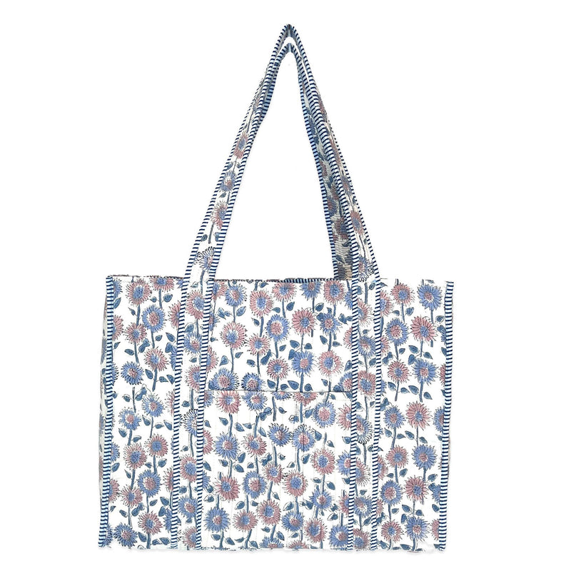 Anju Jewelry - Quilted Block-Printed Tote Bag with Travel Pouch