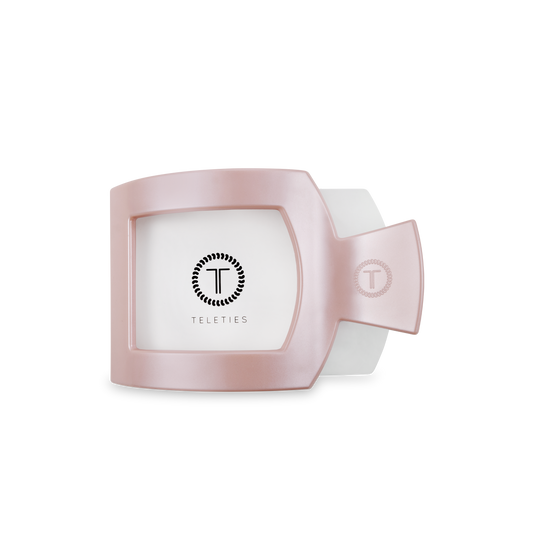 TELETIES - Square Flat Hair Clip | Medium | Pearly Pink