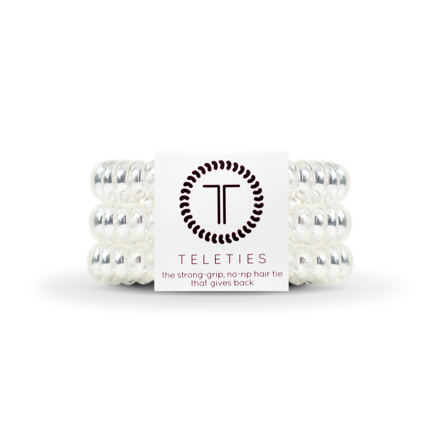 TELETIES - Spiral Hair Coils | Large | Crystal Clear Hair Ties