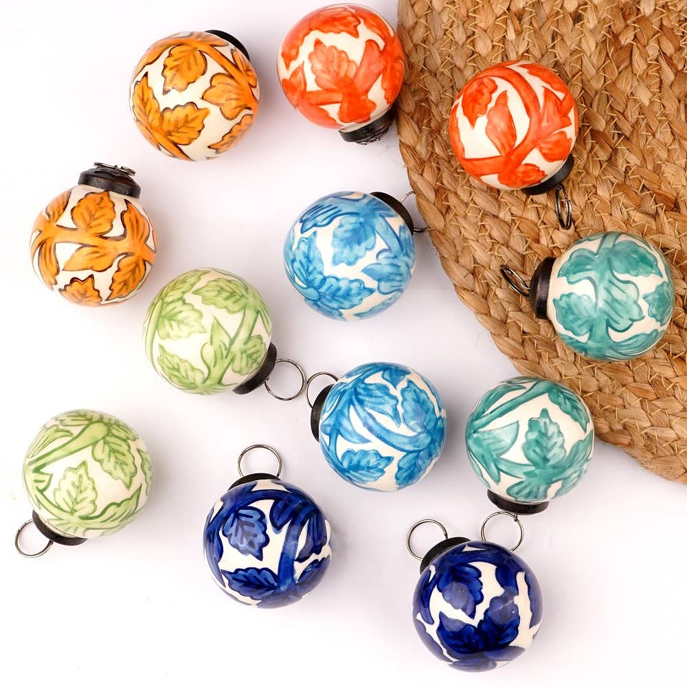 Daana Paani LLC - 60 Ceramic Multicolor Christmas Balls Ornaments
