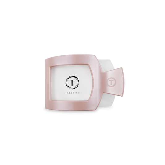 TELETIES - Square Flat Hair Clip | Small | Pearly Pink